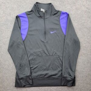 Nike Sweatshirt Girls Large Gray Purple 1/4 Zip Pullover Athletic Top Logo 12-14